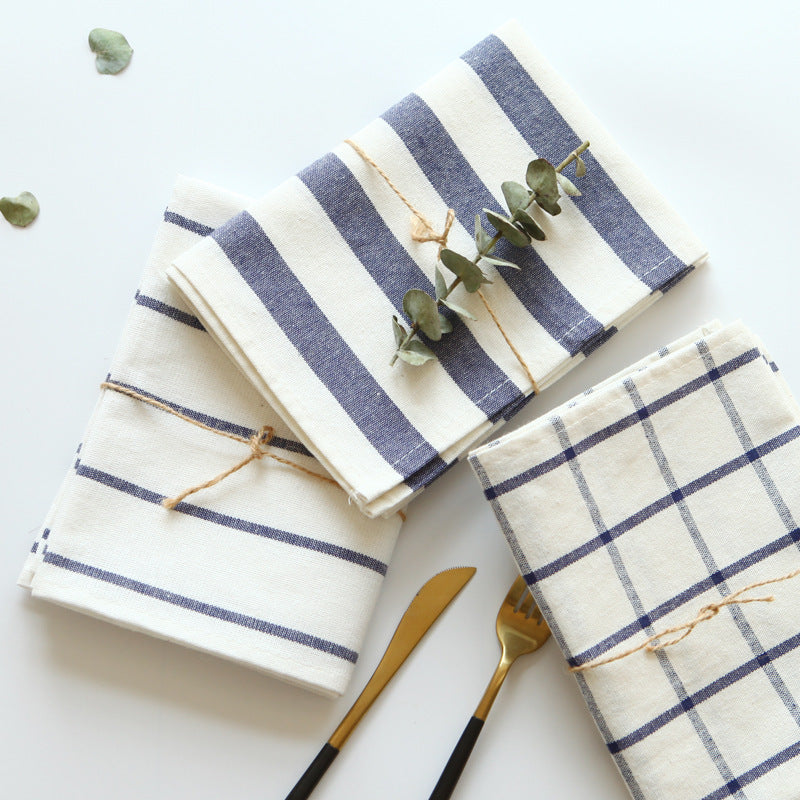 Blue striped cotton napkin