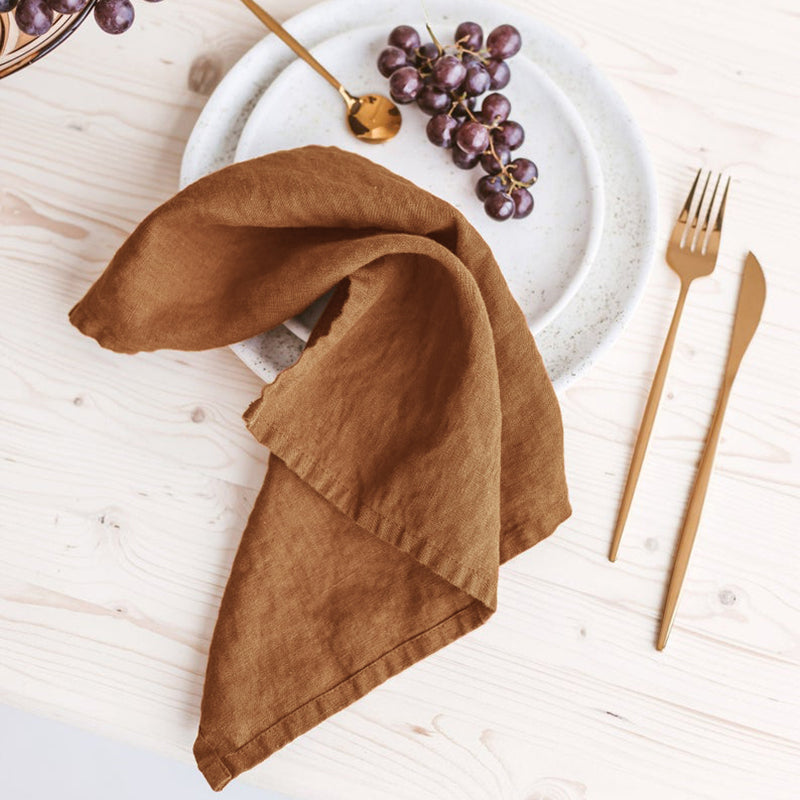 Stonewashed linen tea towel, 35 x 55 cm, Caramel / 35 x 55 cm / 1 piece