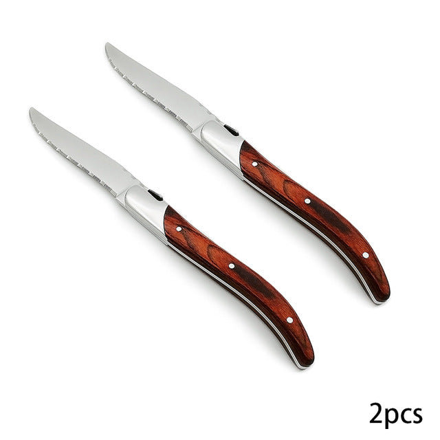 Wood-handled steak knives, Set of 2 steak knives