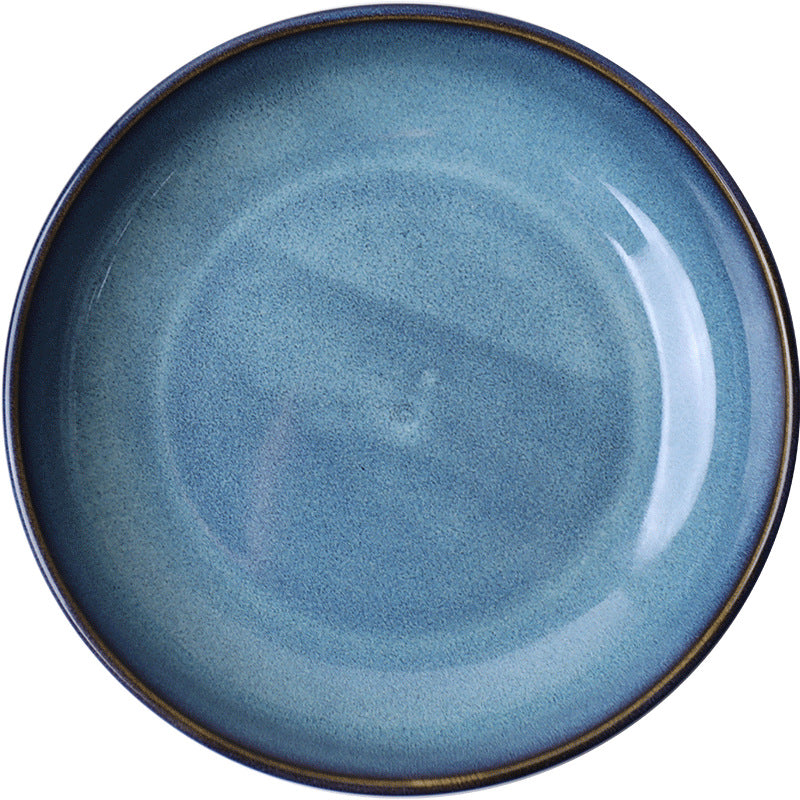 Blue reactive glaze serving bowl, 23 cm