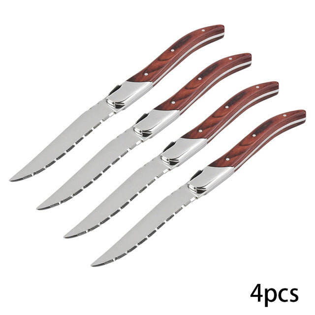 Wood-handled steak knives, Set of 4 steak knives
