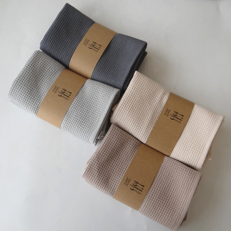 Waffle cotton tea towels, pair
