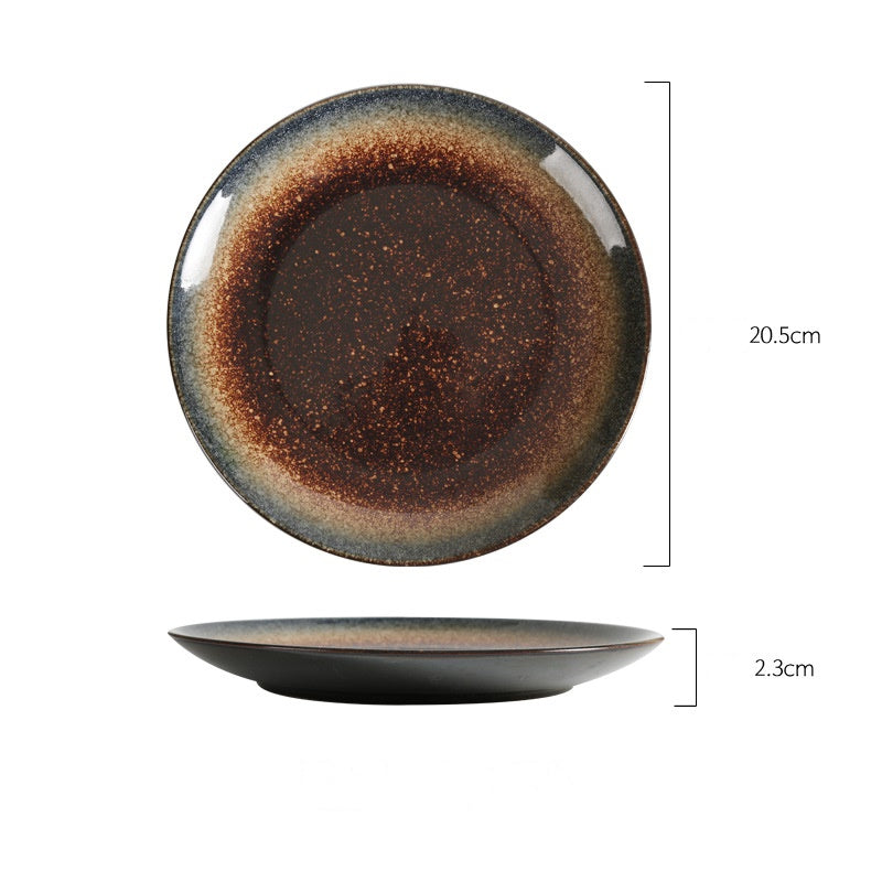 Reactive glaze ceramic plate
