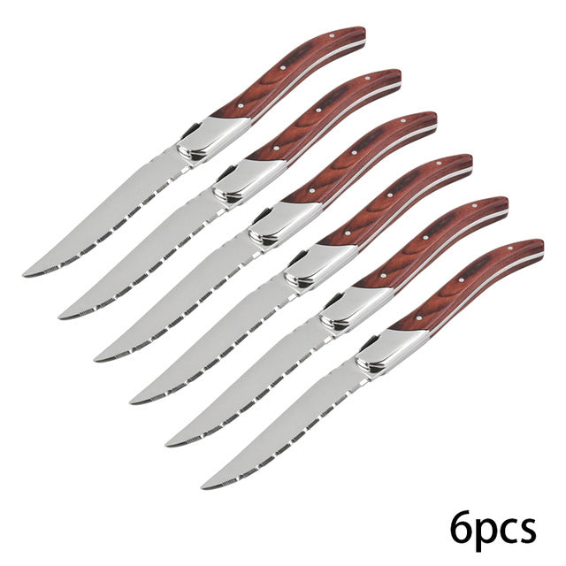 Wood-handled steak knives, Set of 6 steak knives