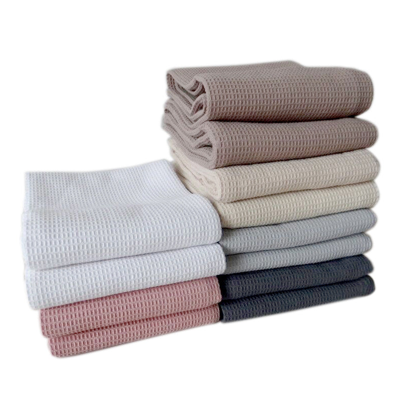 Waffle cotton tea towels, pair