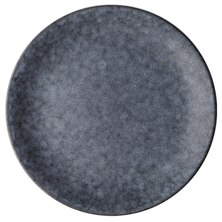 Charcoal grey matte ceramic plate from above