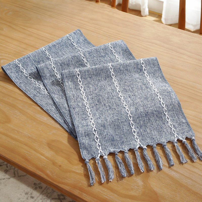 Striped woven table runner