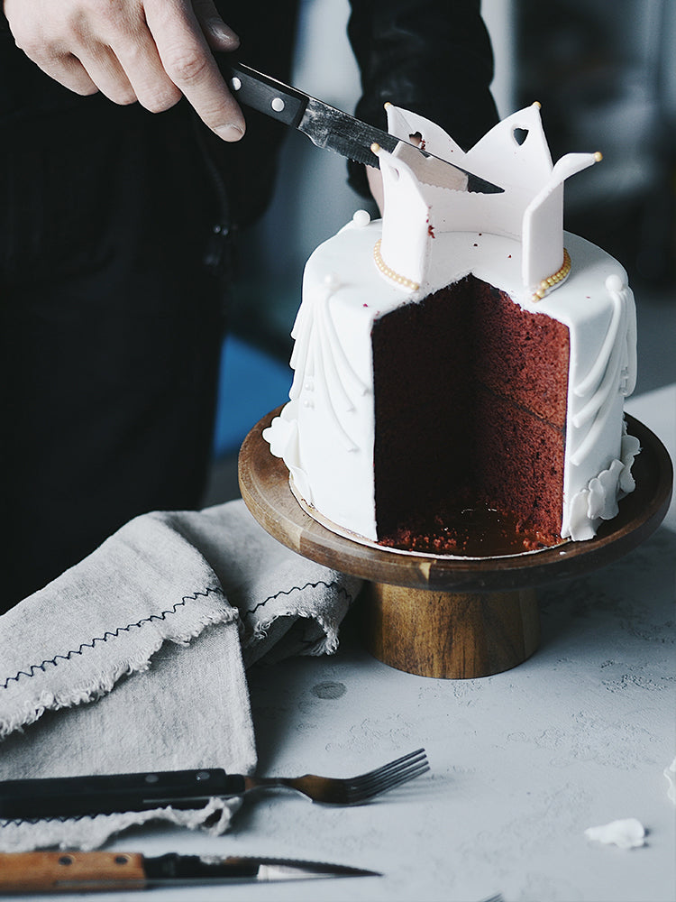 Footed wood cake stand