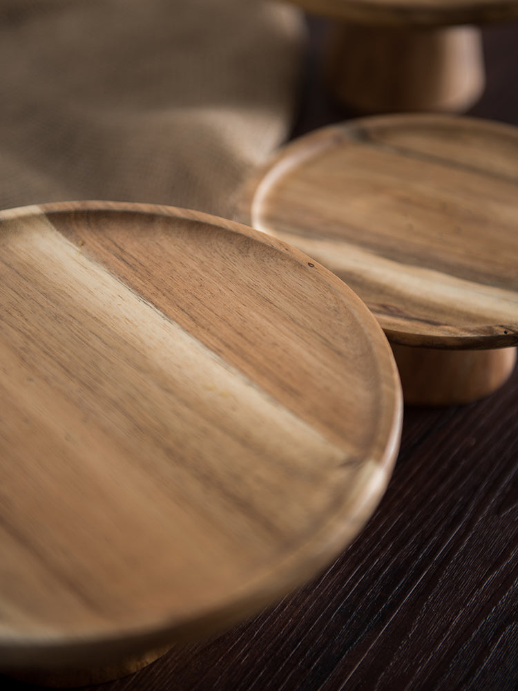 Footed wood cake stand