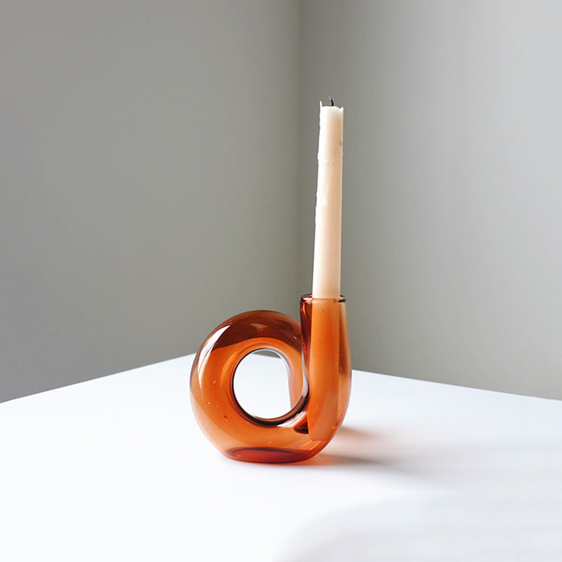 Looped glass candle holder