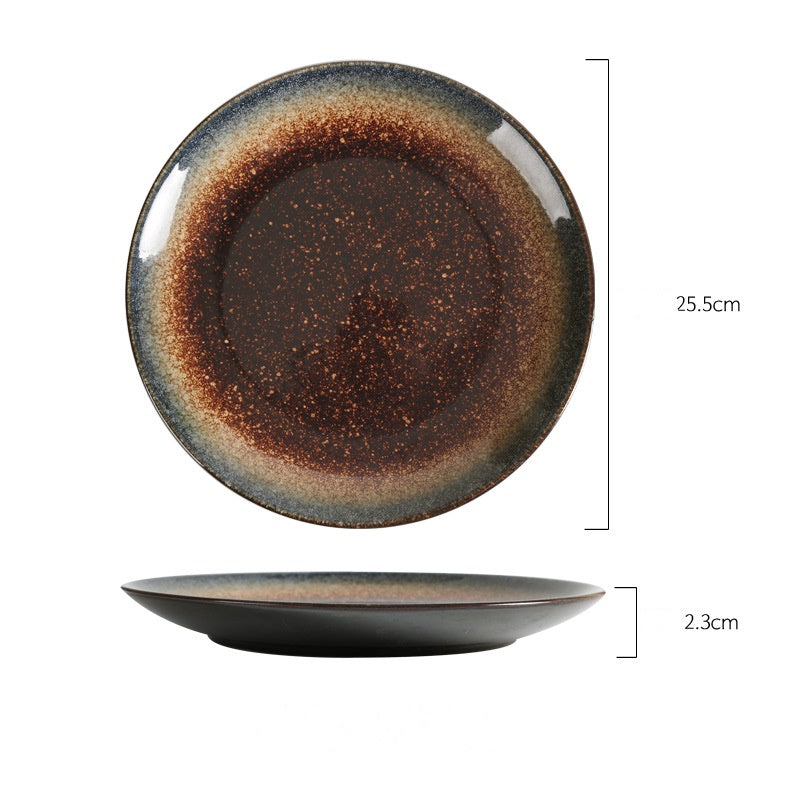 Reactive glaze ceramic plate