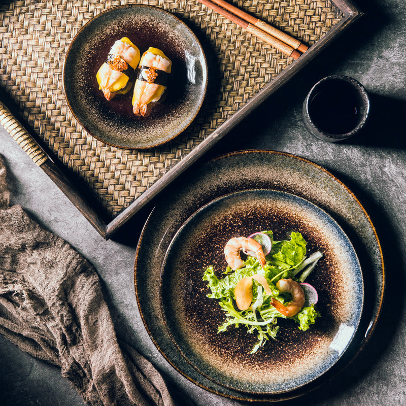 Reactive glaze ceramic plate