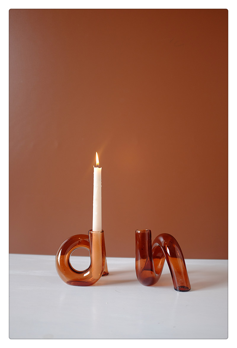 Looped glass candle holder