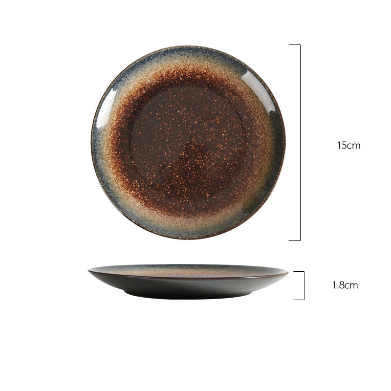Reactive glaze ceramic plate
