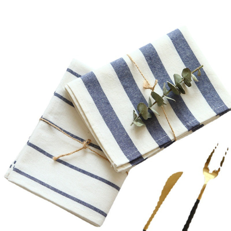 Blue striped cotton napkin