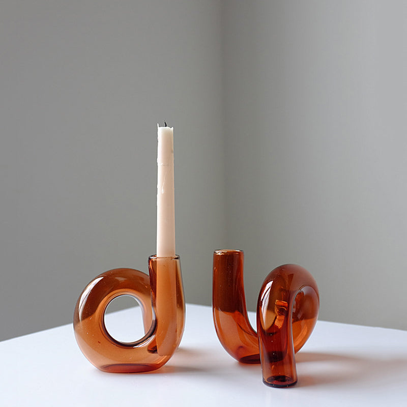 Looped glass candle holder