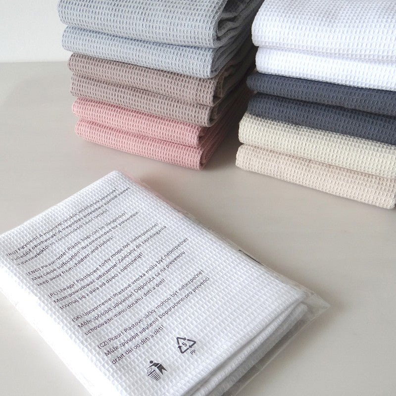 Waffle cotton tea towels, pair