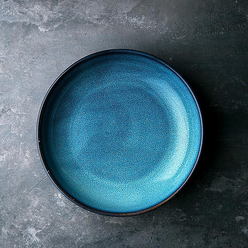 Blue reactive glaze serving bowl, 23 cm