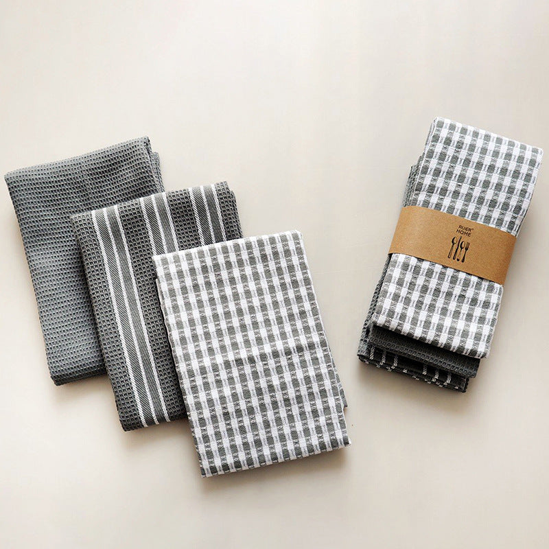 Grey waffle tea towels, set of 3