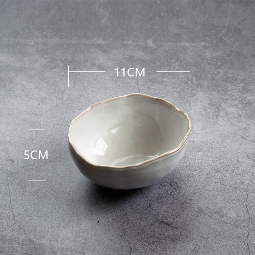 Irregular white ceramic plates and bowls, Small bowl
