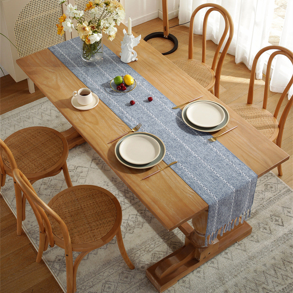 Striped woven table runner