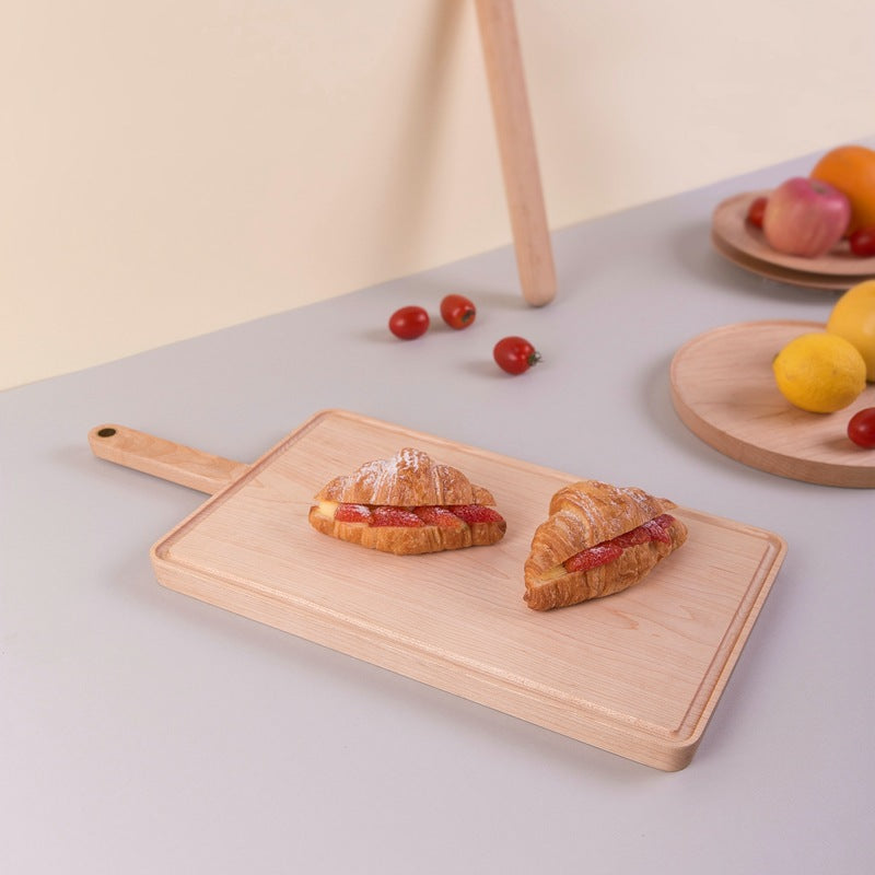 Wooden bread board with handle
