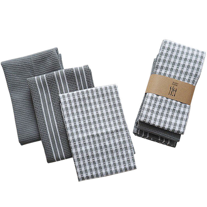 Grey waffle tea towels, set of 3