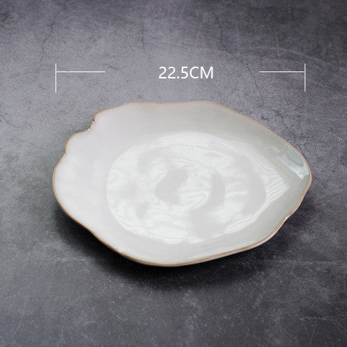 Irregular white ceramic plates and bowls, Small plate