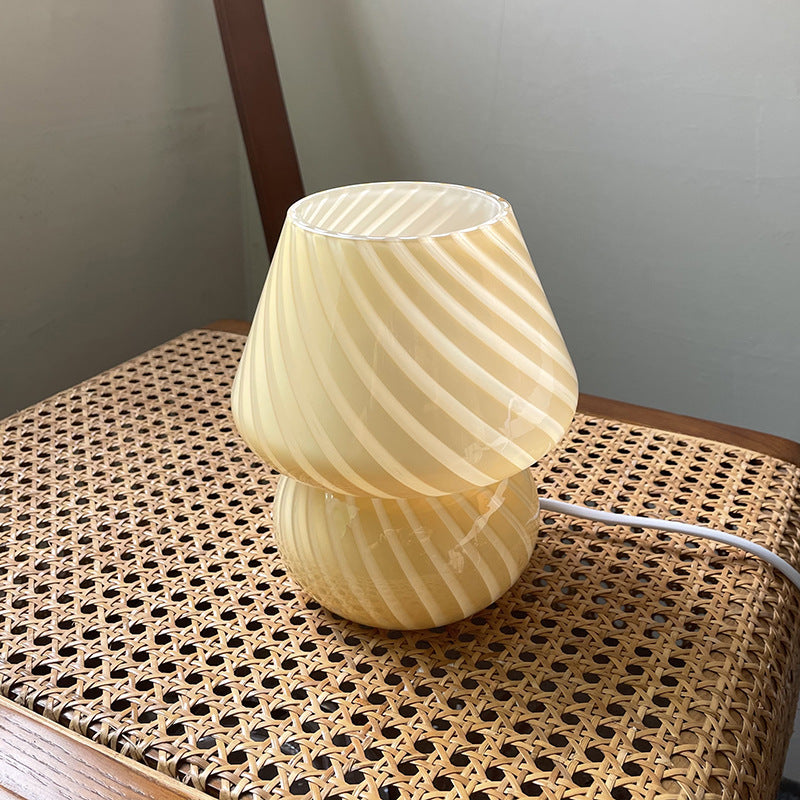 Swirl glass mushroom lamp