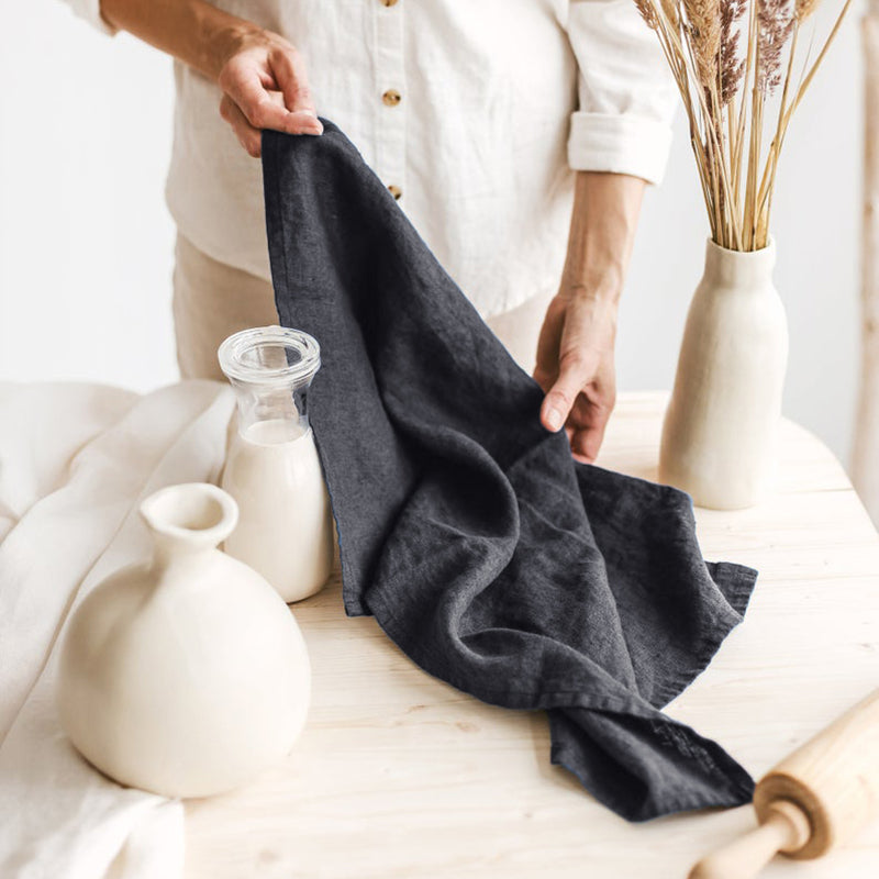 Stonewashed linen tea towel, 35 x 55 cm