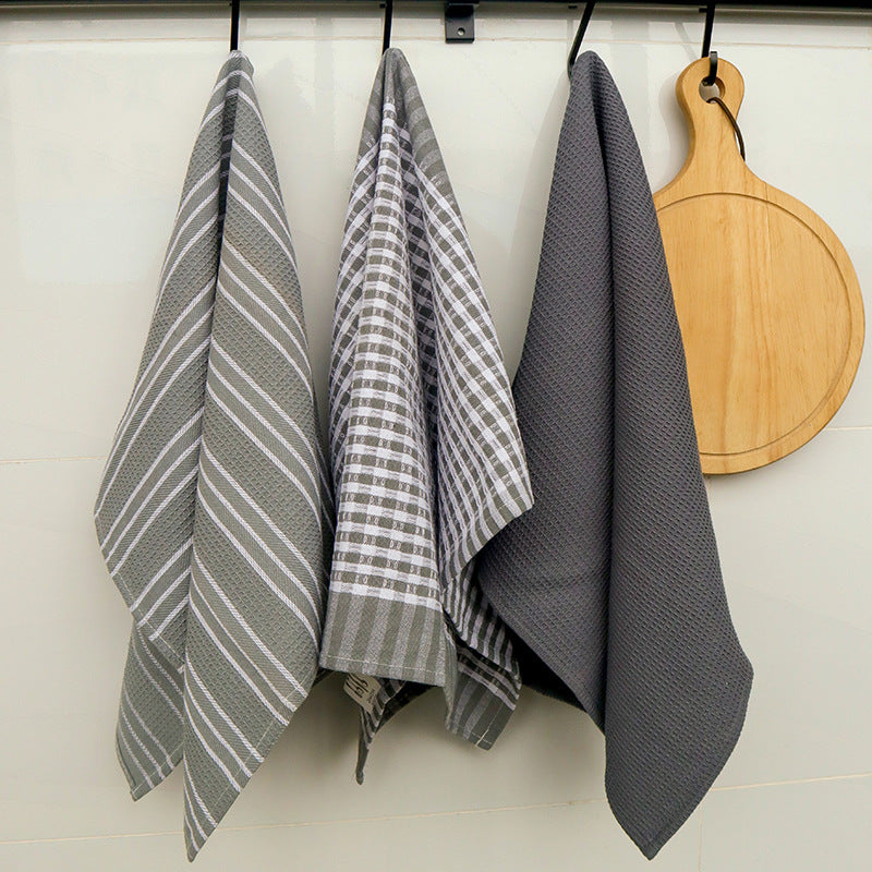 Grey waffle tea towels, set of 3