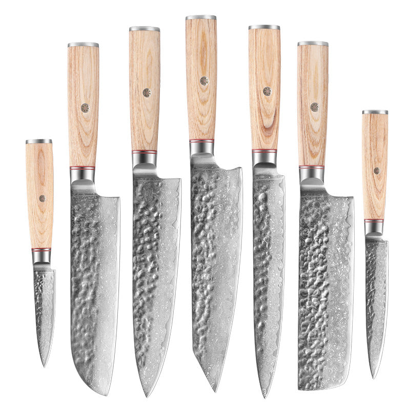 Hammered Damascus-pattern kitchen knife