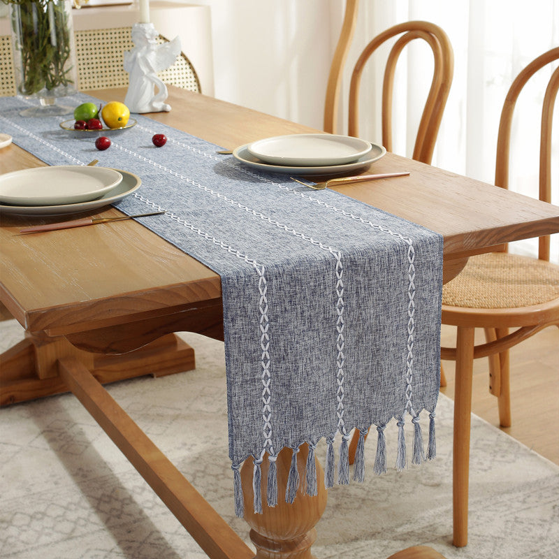 Striped woven table runner
