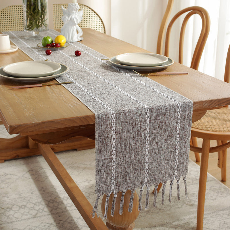 Striped woven table runner