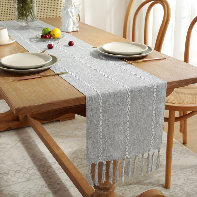 Striped woven table runner