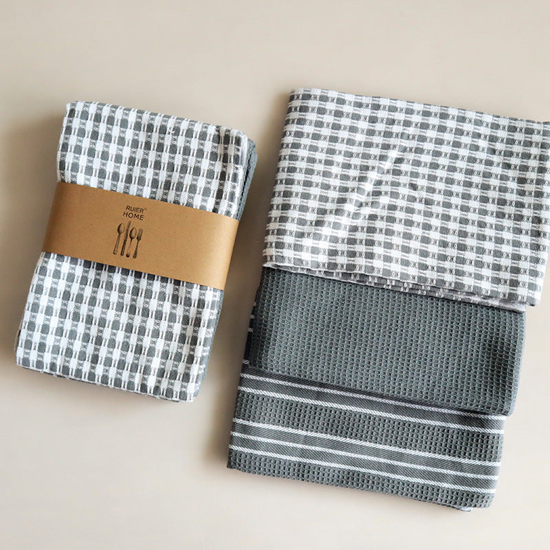 Grey waffle tea towels, set of 3