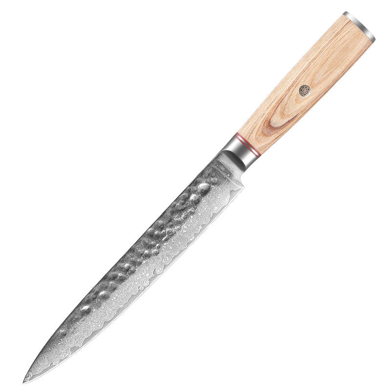 Hammered Damascus-pattern kitchen knife, 8 in / 20.3 cm slicing knife