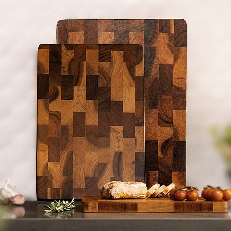 Checkerboard acacia cutting board