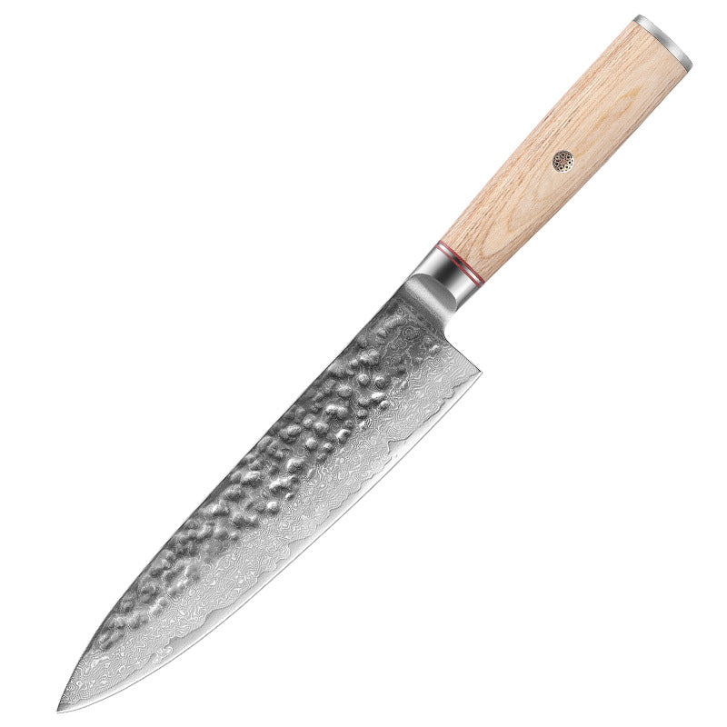 Hammered Damascus-pattern kitchen knife, 8 in / 20.3 cm chef knife