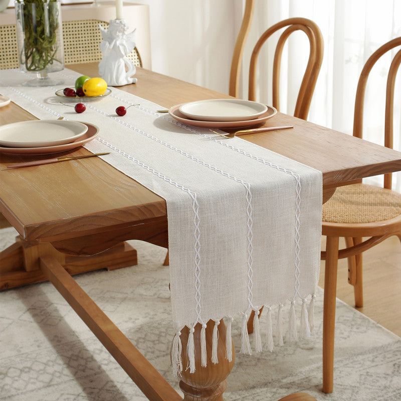 Striped woven table runner