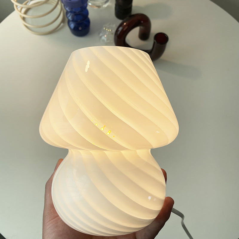 Swirl glass mushroom lamp