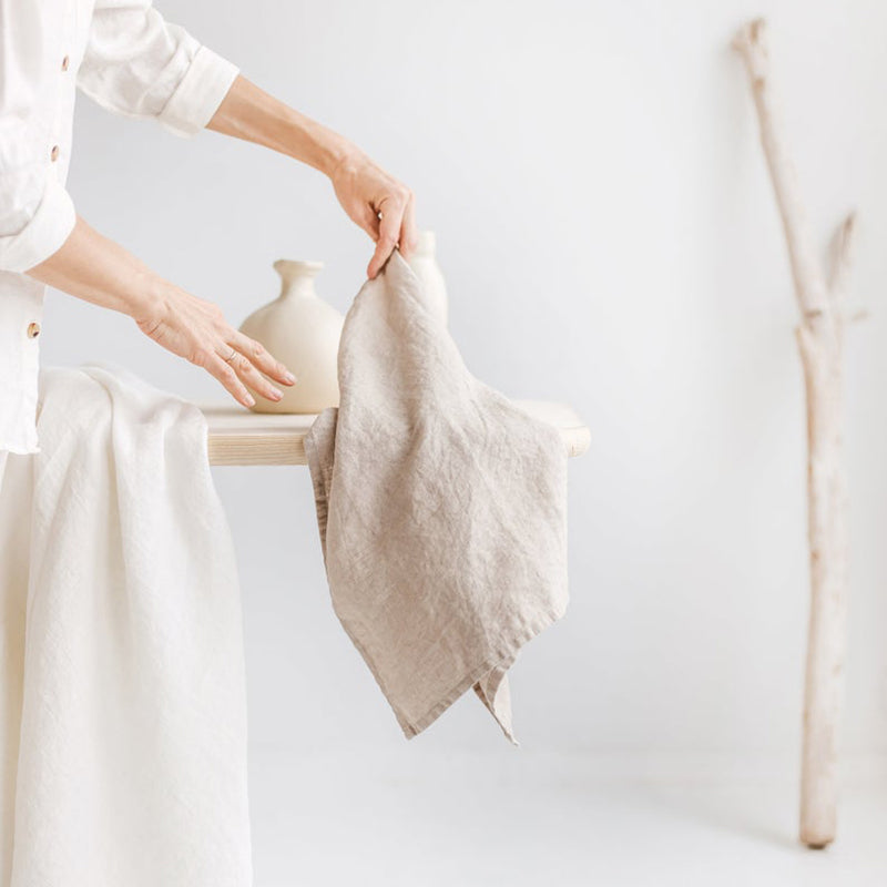 Stonewashed linen tea towel, 35 x 55 cm